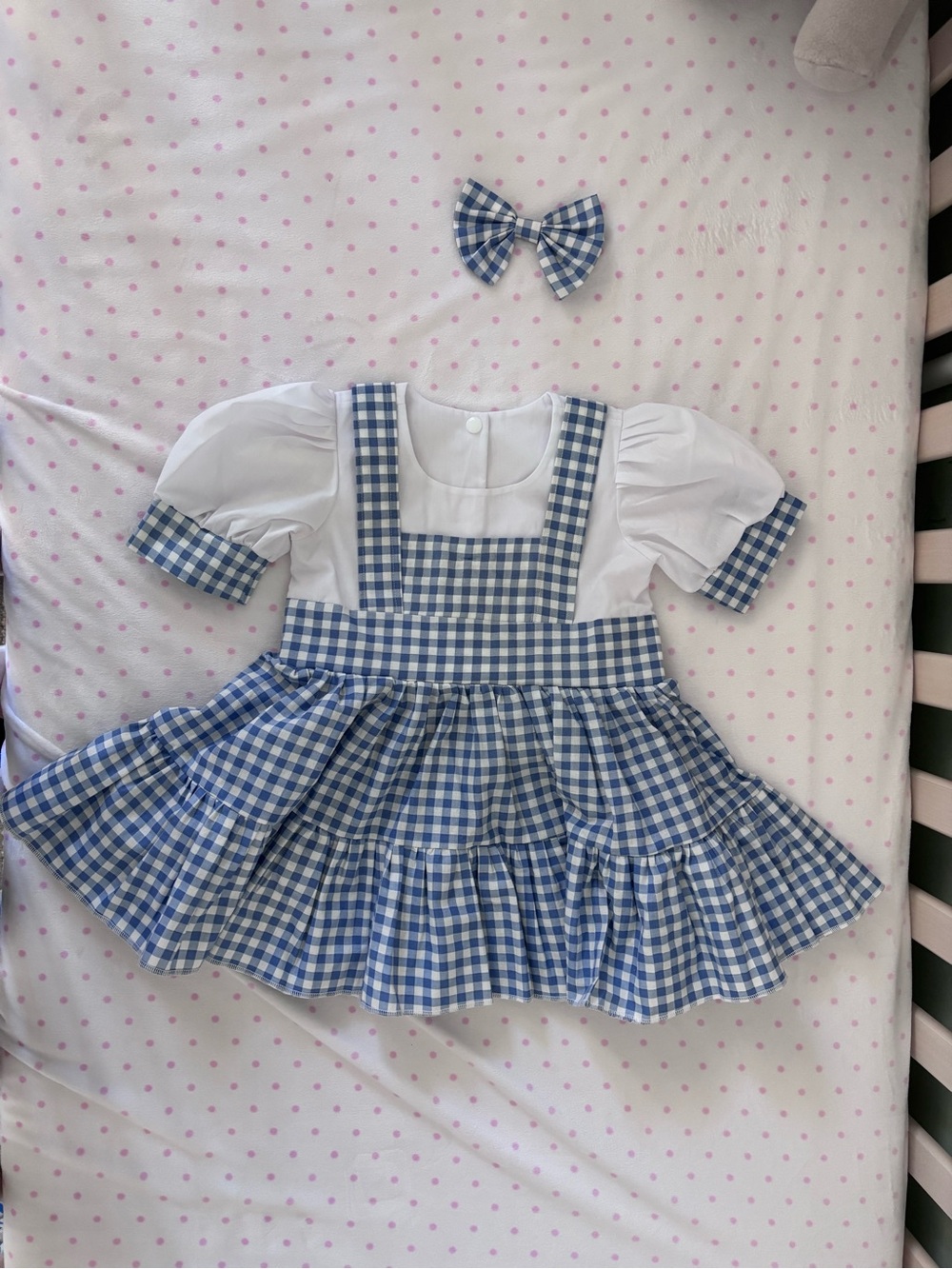 Blue Gingham Dorothy Dress with Puff Sleeve Blouse and Bow